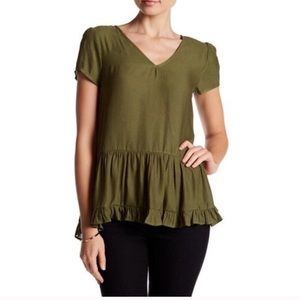 RO&DE Anthropologie green peplum top